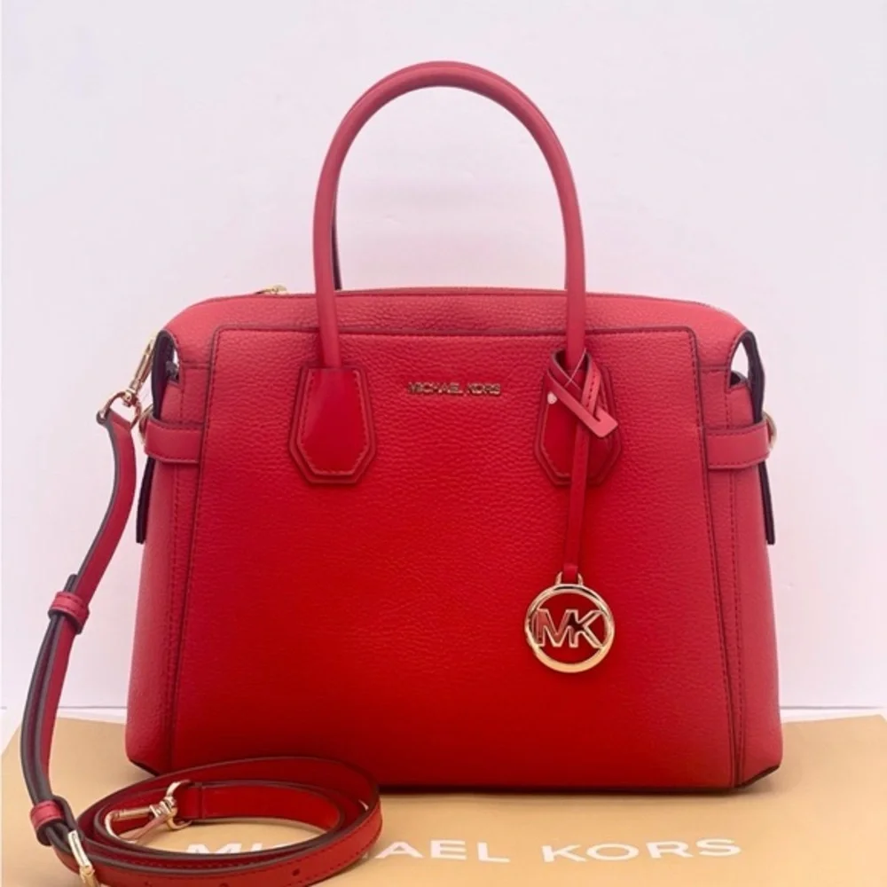 Michael Kors Mercer Satchel Crossbody Bright Red